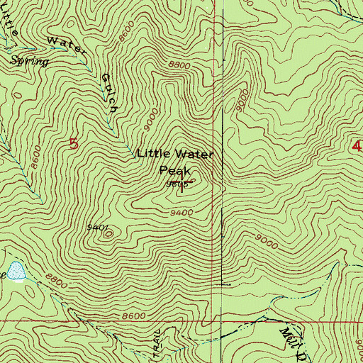 Topographic Map of Little Water Peak, UT