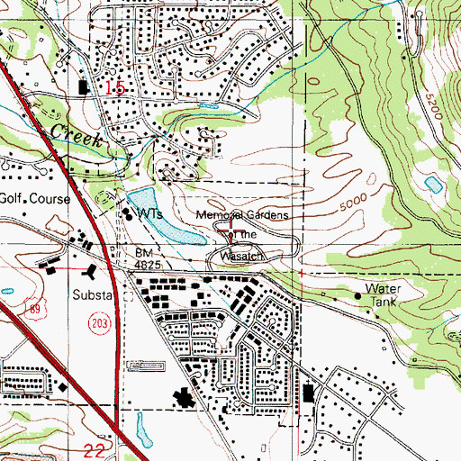 Topographic Map of Memorial Gardens of the Wasatch, UT