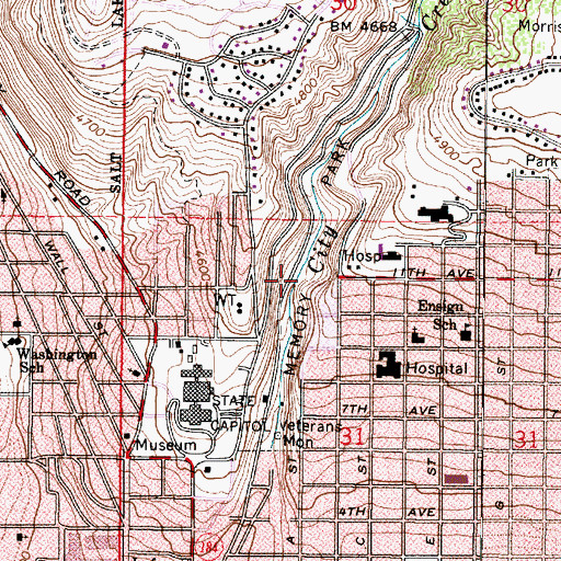 Topographic Map of Memory Park, UT