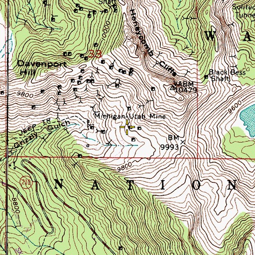 Topographic Map of Michigan-Utah Mine, UT