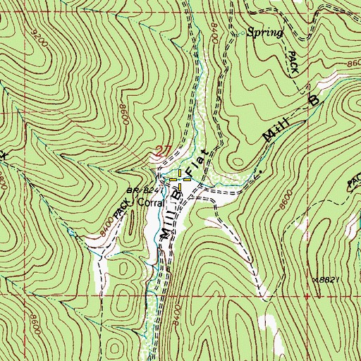 Topographic Map of Mill B Flat, UT