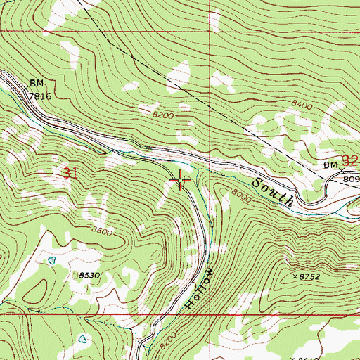 Topographic Map of Mill Hollow, UT