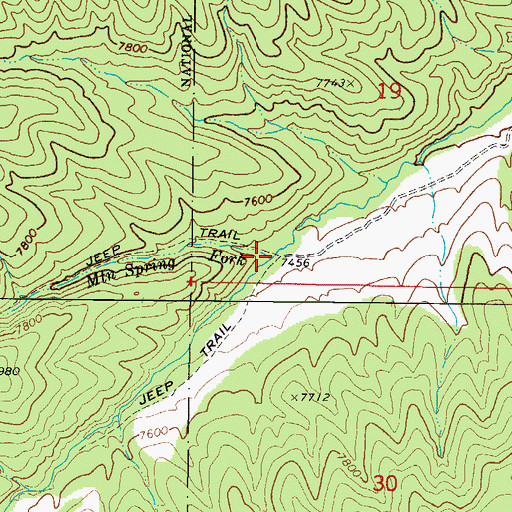 Topographic Map of Mountain Spring Fork, UT