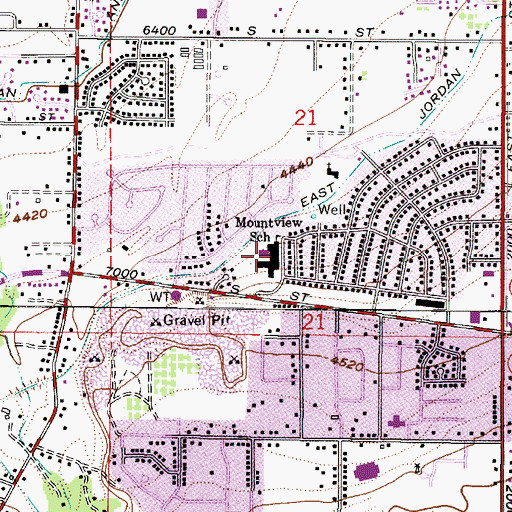 Topographic Map of Mountview School, UT