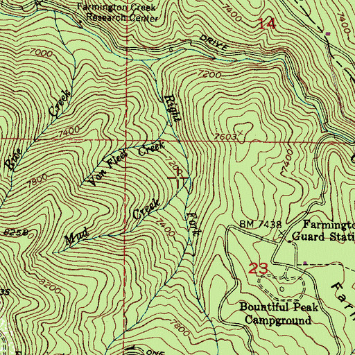 Topographic Map of Mud Creek, UT