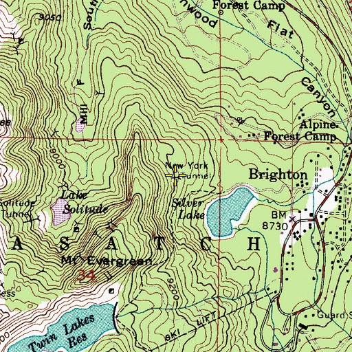 Topographic Map of New York Tunnel, UT
