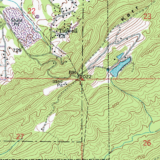 Topographic Map of Moore Gap, AL