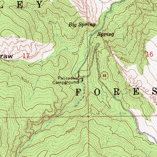 Topographic Map of Palisade Campground, UT