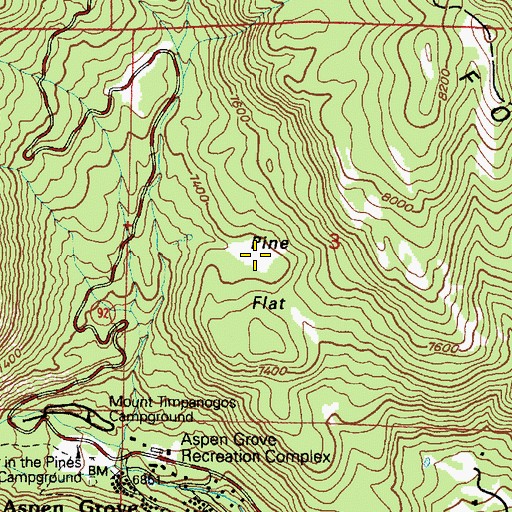 Topographic Map of Pine Flat, UT