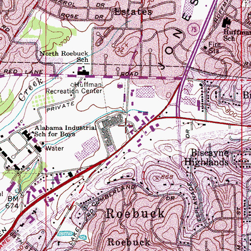 Topographic Map of Parkway East Huffman Shopping Center, AL