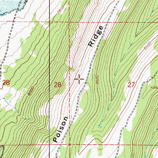 Topographic Map of Poison Ridge, UT