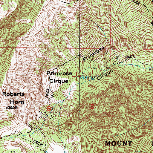 Topographic Map of Primrose Cirque, UT