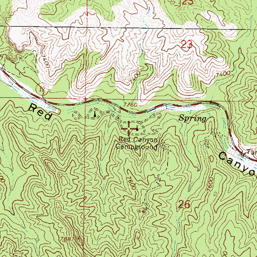 Topographic Map of Red Canyon Campground, UT
