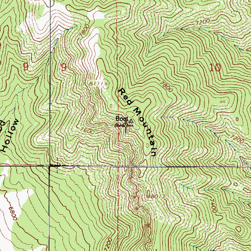 Topographic Map of Red Mountain, UT