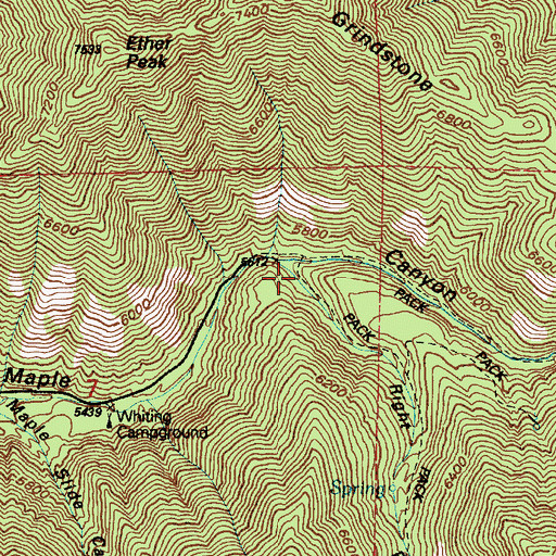 Topographic Map of Right Fork Maple Canyon, UT
