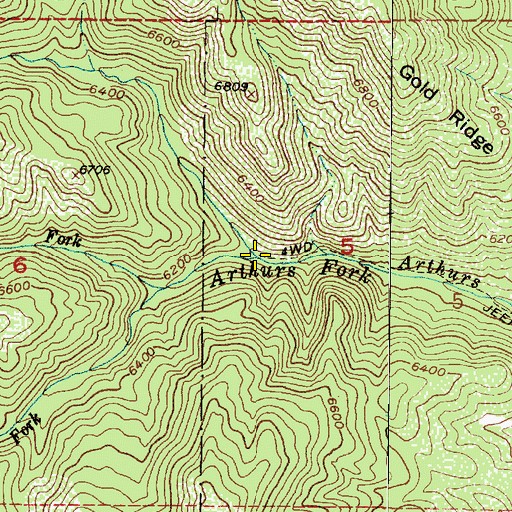 Topographic Map of Right Hand Fork Arthurs Creek, UT