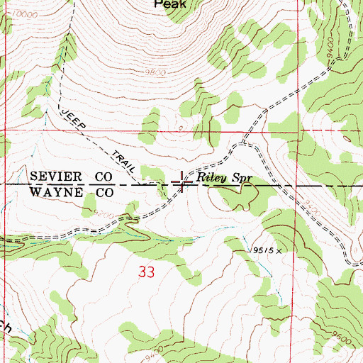Topographic Map of Riley Spring, UT