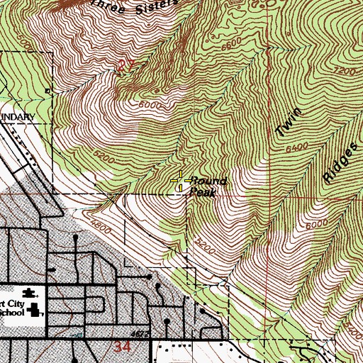 Topographic Map of Round Peak, UT