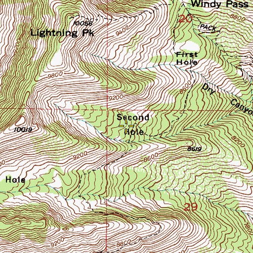 Topographic Map of Second Hole, UT