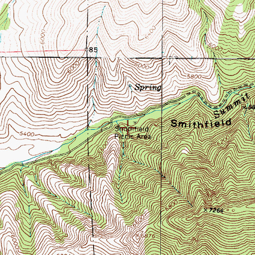 Topographic Map of Smithfield Picnic Area, UT