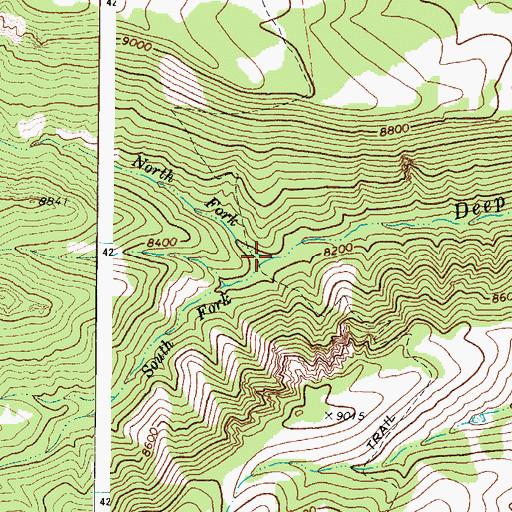 Topographic Map of South Fork Deep Creek, UT