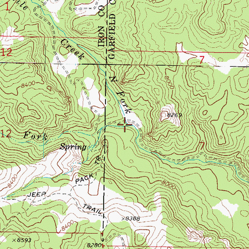 Topographic Map of South Fork Threemile Creek, UT
