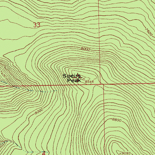 Topographic Map of Speirs Peak, UT