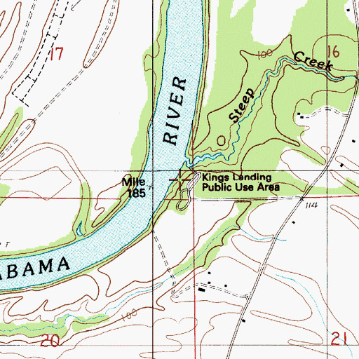 Topographic Map of Kings Landing Public Use Area, AL