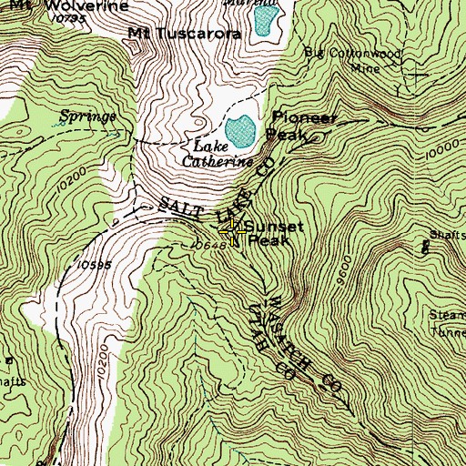 Topographic Map of Sunset Peak, UT