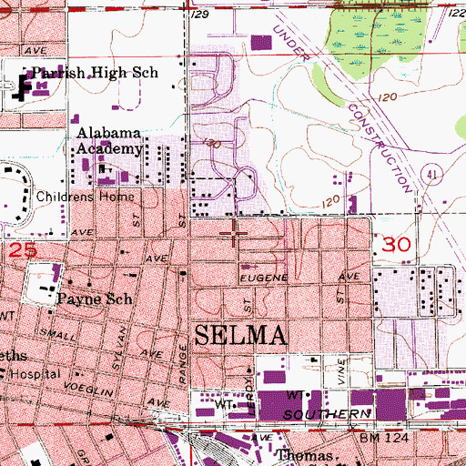 Topographic Map of Payne Chapel Methodist Church (historical), AL