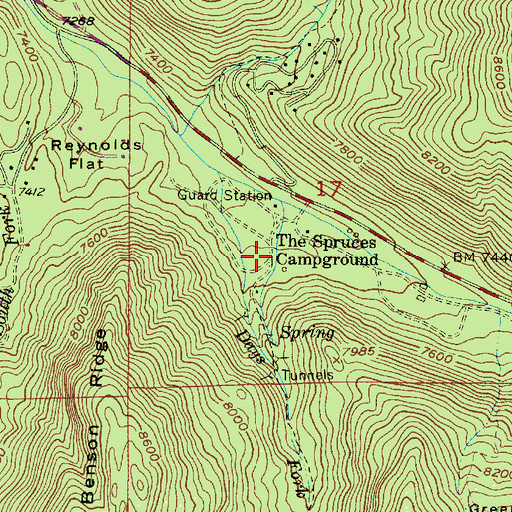 Topographic Map of The Spruces Campground, UT
