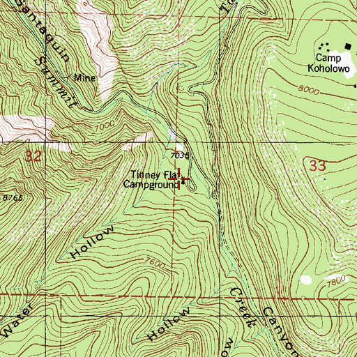 Topographic Map of Tinney Flat Campground, UT