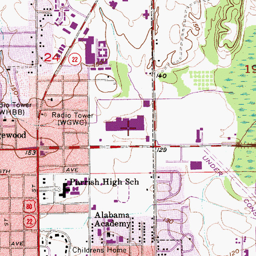 Topographic Map of Selma Mall Shopping Center, AL