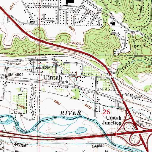 Topographic Map of Uintah, UT