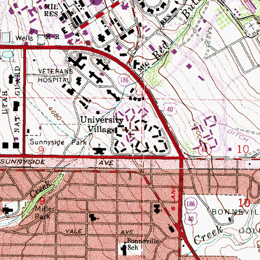 Topographic Map of University Village, UT