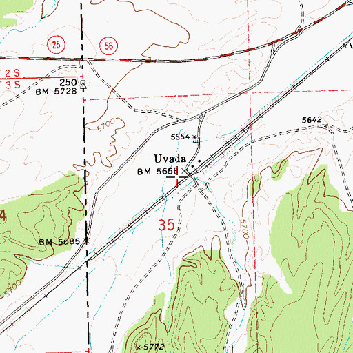 Topographic Map of Uvada, UT