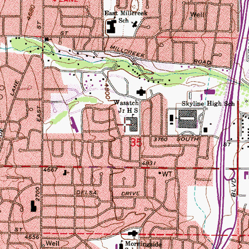 Topographic Map of Wasatch Junior High School, UT