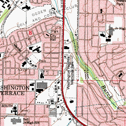 Topographic Map of Washington Heights Memorial Cemetery, UT