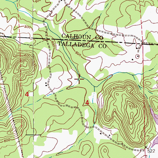Topographic Map of Alligator Branch, AL