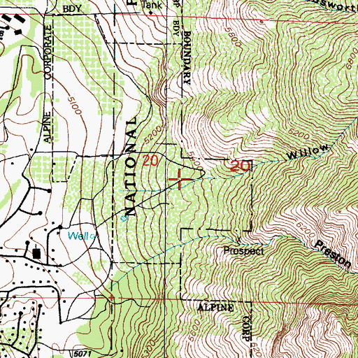 Topographic Map of Willow Canyon, UT