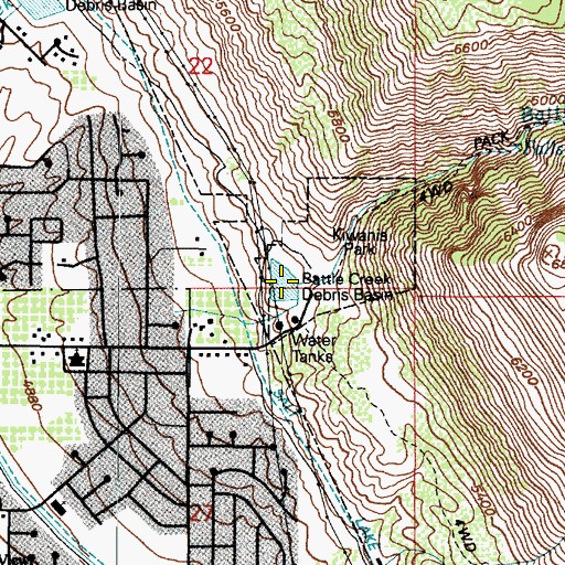 Topographic Map of Battle Creek Debris Basin Reservoir, UT