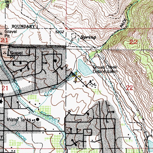 Topographic Map of Grove Creek Debris Basin Dam, UT