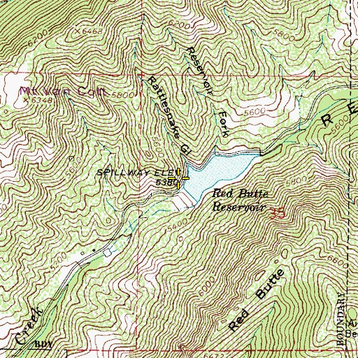 Topographic Map of Red Butte Dam, UT