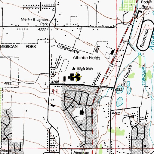 Topographic Map of American Fork Junior High School, UT