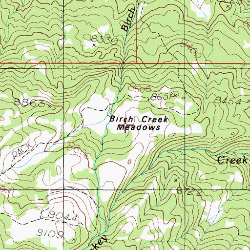 Topographic Map of Birch Creek Meadows, UT