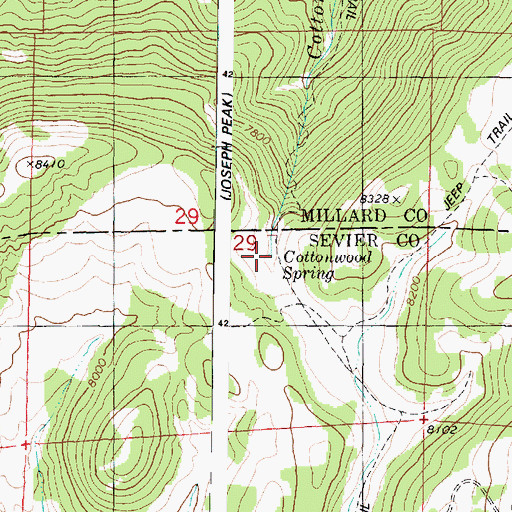 Topographic Map of Cottonwood Spring, UT