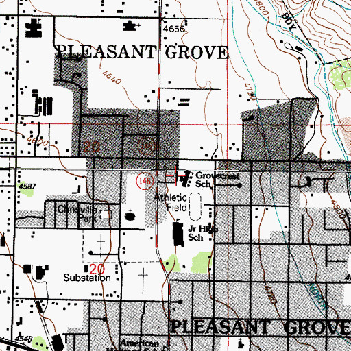 Topographic Map of Grovecrest Elementary School, UT