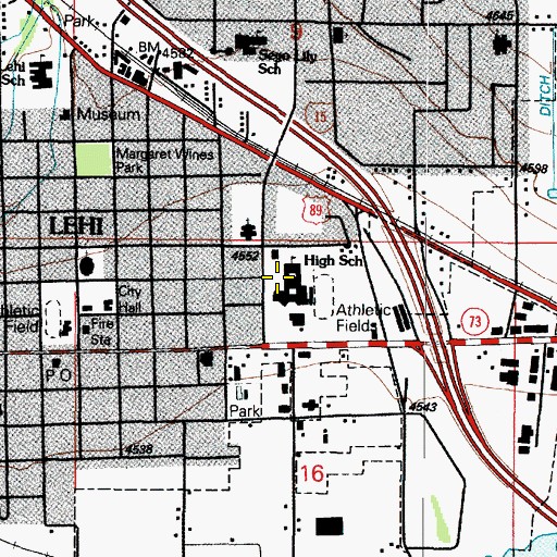 Topographic Map of Lehi High School, UT