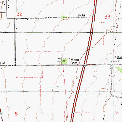 Topographic Map of Mona Cemetery, UT