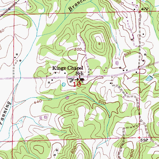 Topographic Map of Kings Chapel Church of Christ, AL